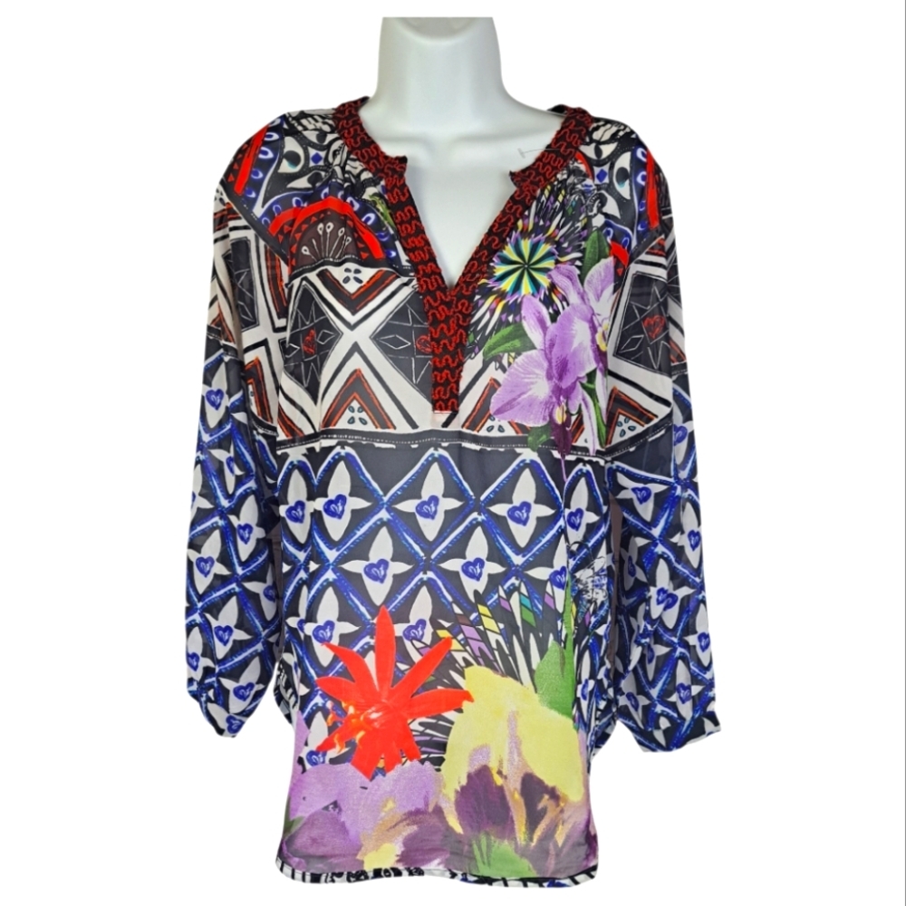 Desigual Boho Floral Geometric Print Tunic‎ Top